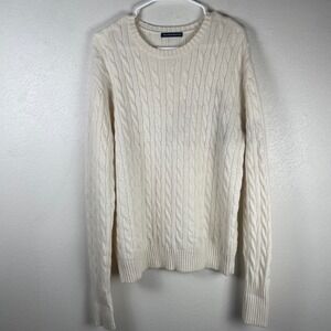Brandy Melville Womens Cream Wool Blend Cable Knit Crew‎ Neck Sweater